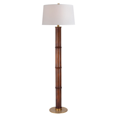 Healey Floor Lamp in Mahogany with Linen Shade